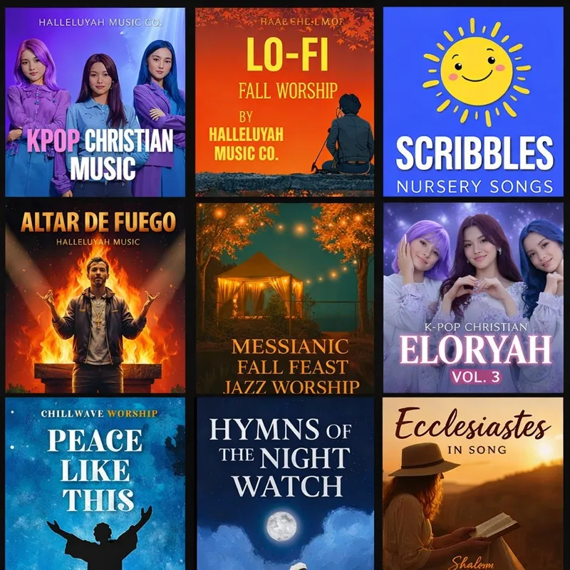 Grid of HalleluYah Music Co. album covers